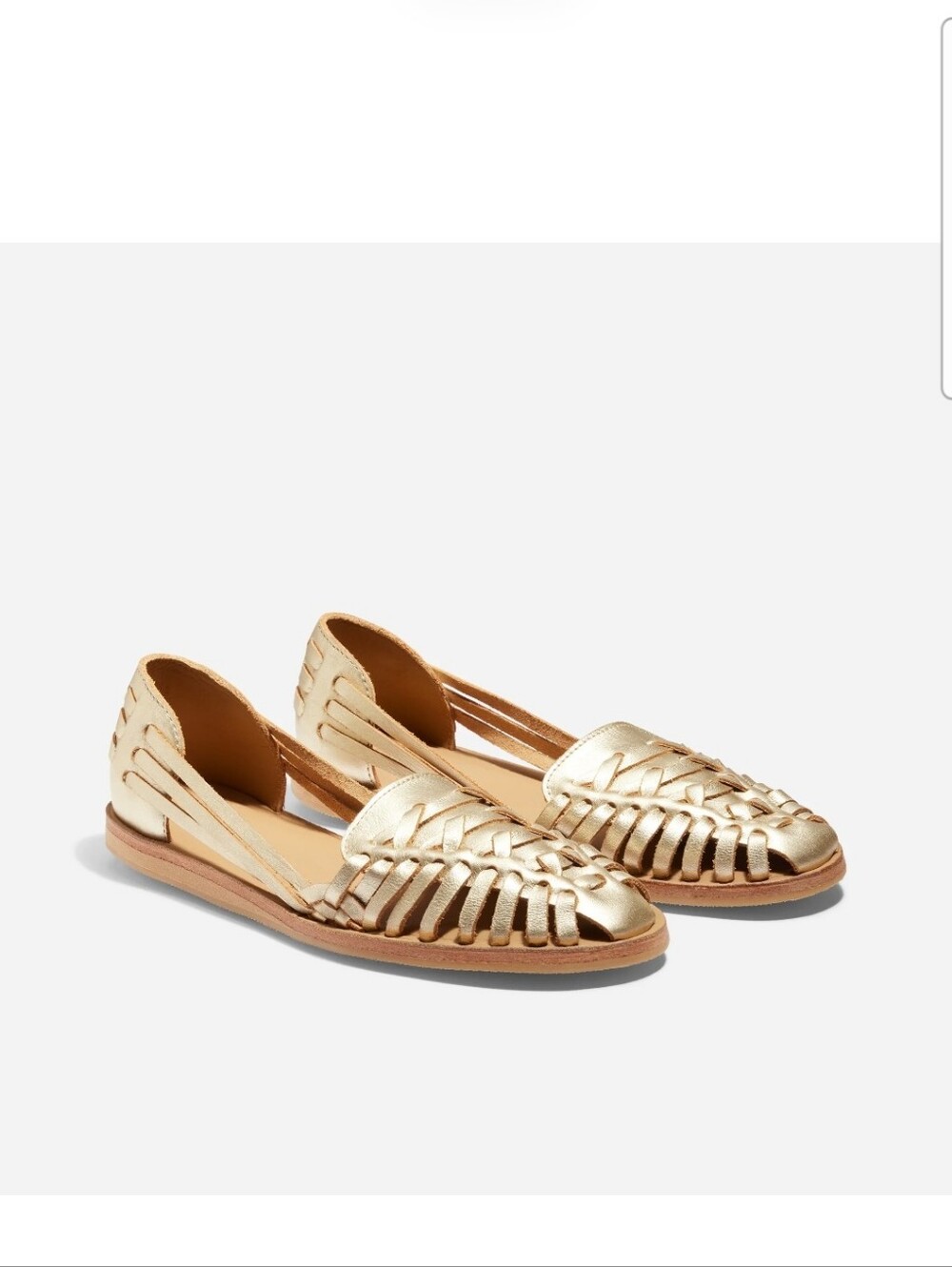 Nisolo Gold Leather Huarache Sandals Woven